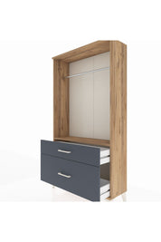 Arges Dolap Tek Raflı 2 Çekmeceli Tek Askılı 88x30x163 Çam-Antrasit