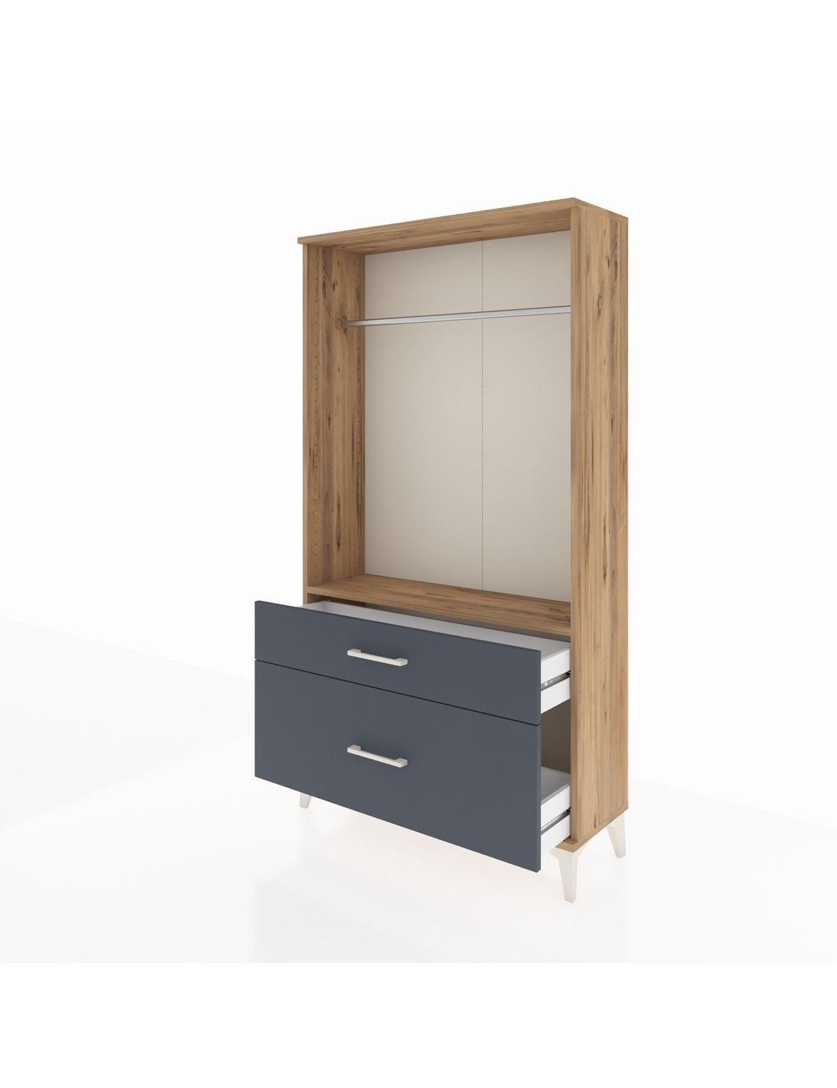 Arges Dolap Tek Raflı 2 Çekmeceli Tek Askılı 88x30x163 - S21M141V8A