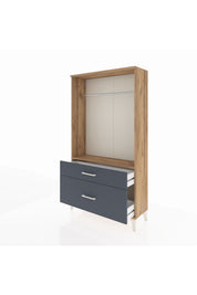 Arges Dolap Tek Raflı 2 Çekmeceli Tek Askılı 88x30x163 Çam-Antrasit