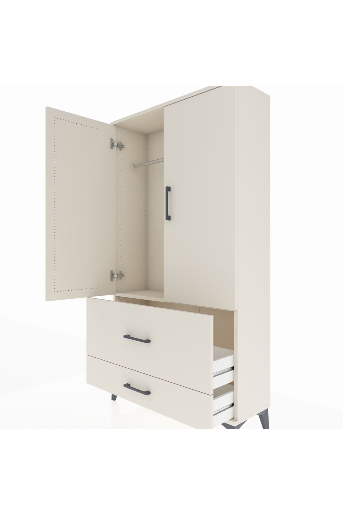 Arges Dolap Tek Raflı 2 Çekmeceli Tek Askılı 88x30x163 Aytaşı-Aytaşı