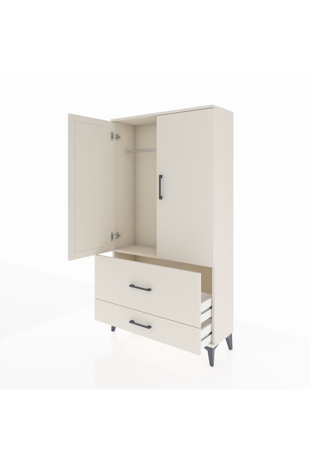 Arges Dolap Tek Raflı 2 Çekmeceli Tek Askılı 88x30x163 Aytaşı-Aytaşı