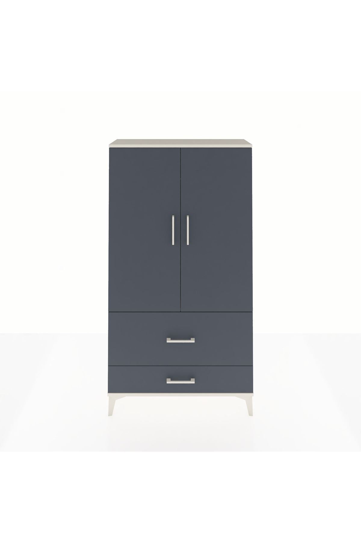 Arges Dolap Tek Raflı 2 Çekmeceli Tek Askılı 88x30x163 Aytaşı-Antrasit