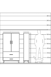 Arges Dolap Tek Raflı 2 Çekmeceli Tek Askılı 88x30x163 Aytaşı-Antrasit