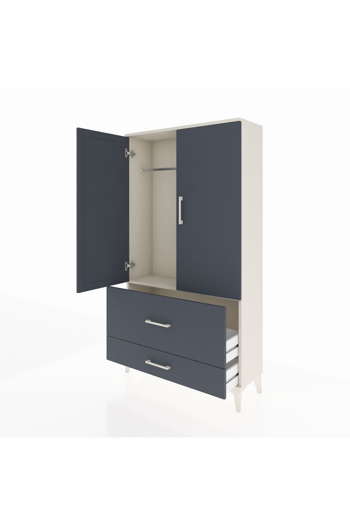 Arges Dolap Tek Raflı 2 Çekmeceli Tek Askılı 88x30x163 Aytaşı-Antrasit