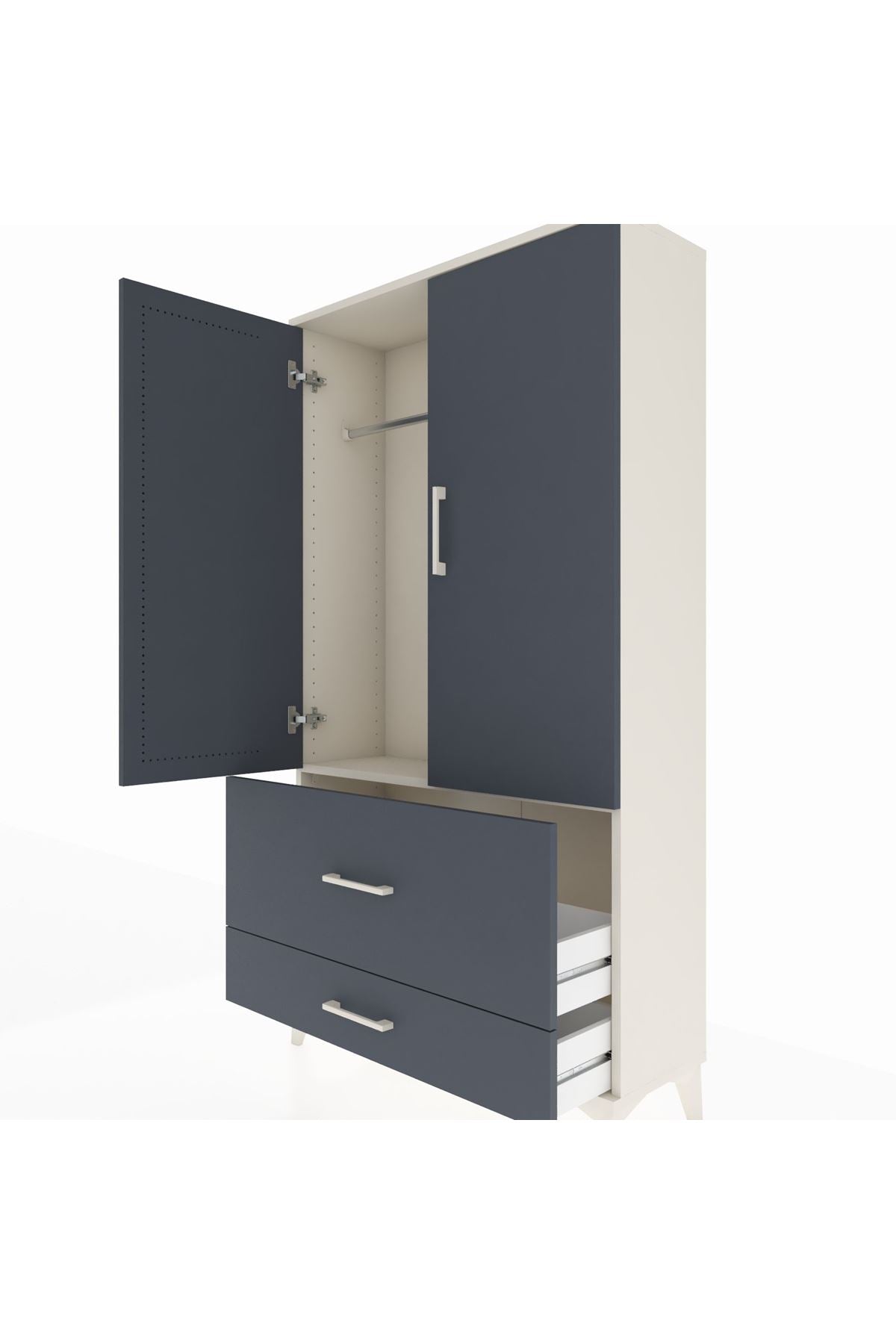 Arges Dolap Tek Raflı 2 Çekmeceli Tek Askılı 88x30x163 Aytaşı-Antrasit