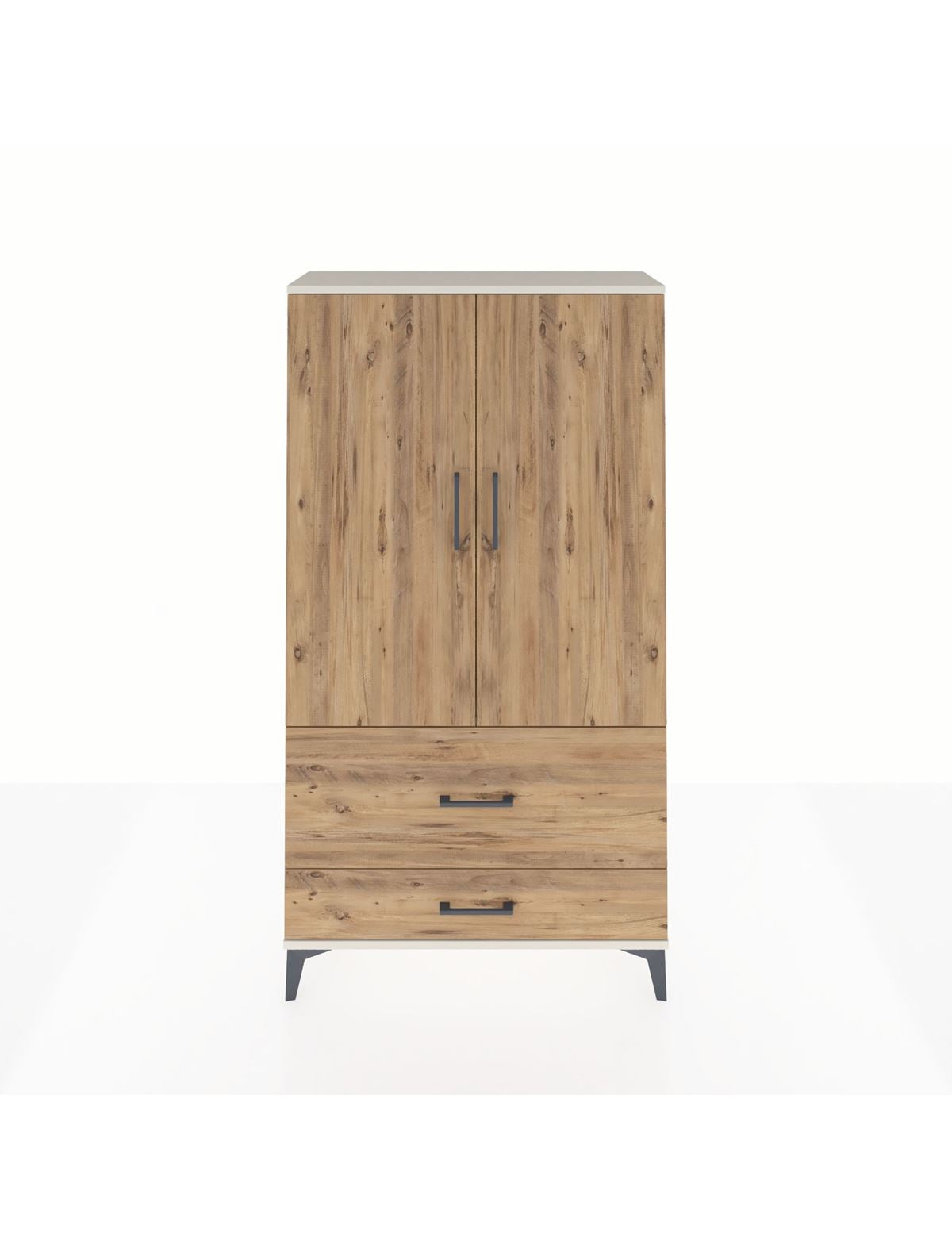 Arges Dolap Tek Raflı 2 Çekmeceli Tek Askılı 88x30x163 Aytaşı-Çam