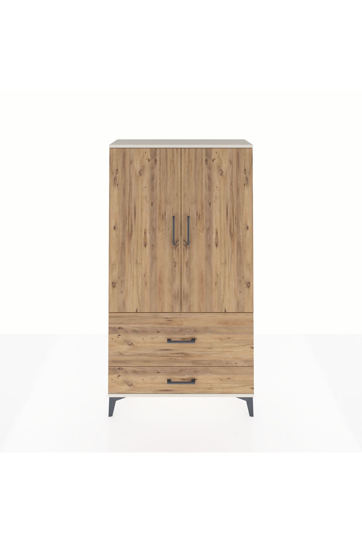 Arges Dolap Tek Raflı 2 Çekmeceli Tek Askılı 88x30x163 Aytaşı-Çam