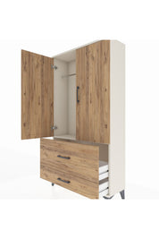 Arges Dolap Tek Raflı 2 Çekmeceli Tek Askılı 88x30x163 Aytaşı-Çam