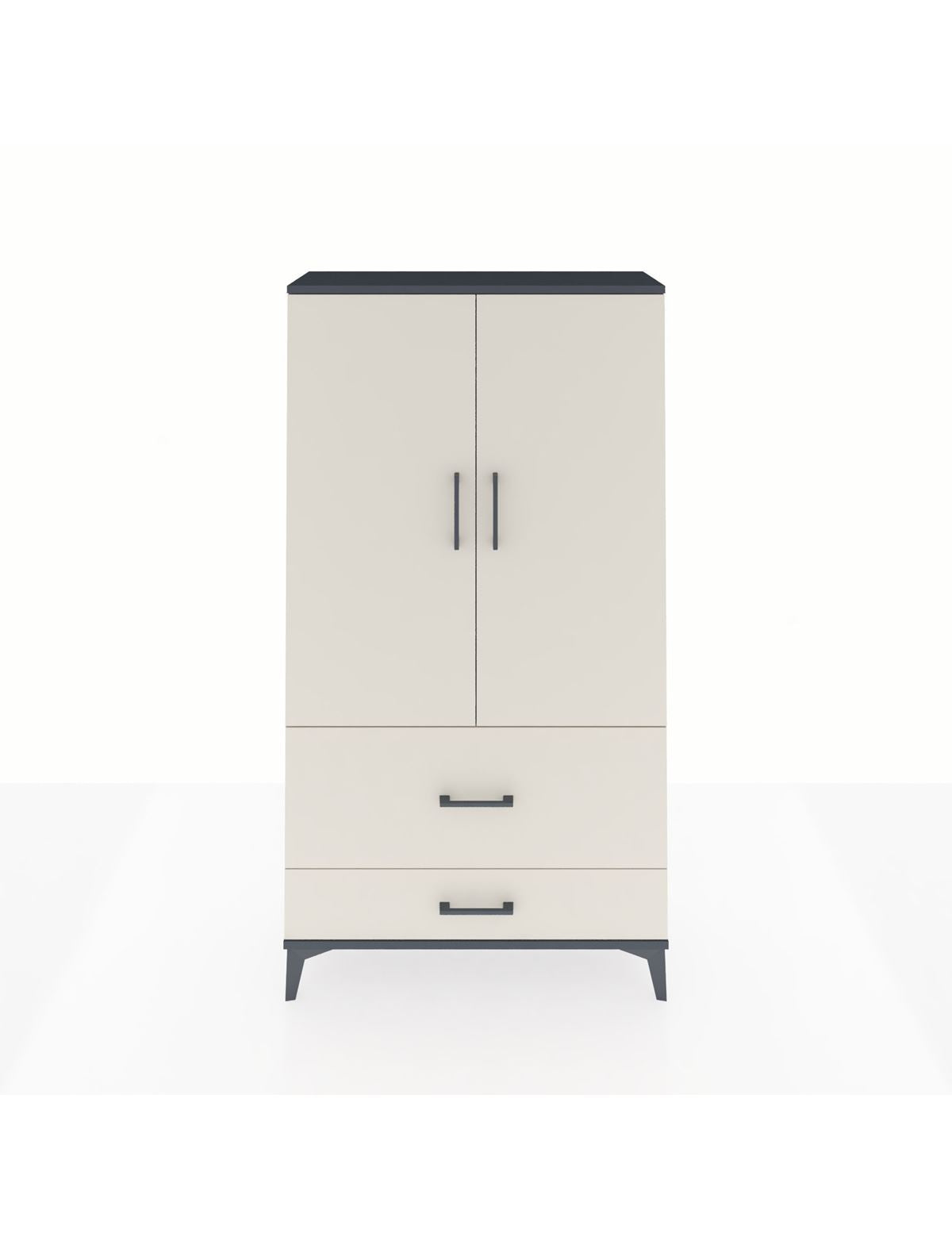 Arges Dolap Tek Raflı 2 Çekmeceli Tek Askılı 88x30x163 Antrasit-Aytaşı