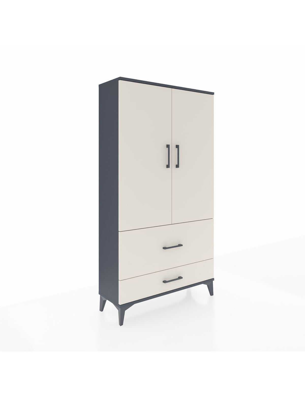 Arges Dolap Tek Raflı 2 Çekmeceli Tek Askılı 88x30x163 Antrasit-Aytaşı