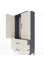 Arges Dolap Tek Raflı 2 Çekmeceli Tek Askılı 88x30x163 Antrasit-Aytaşı