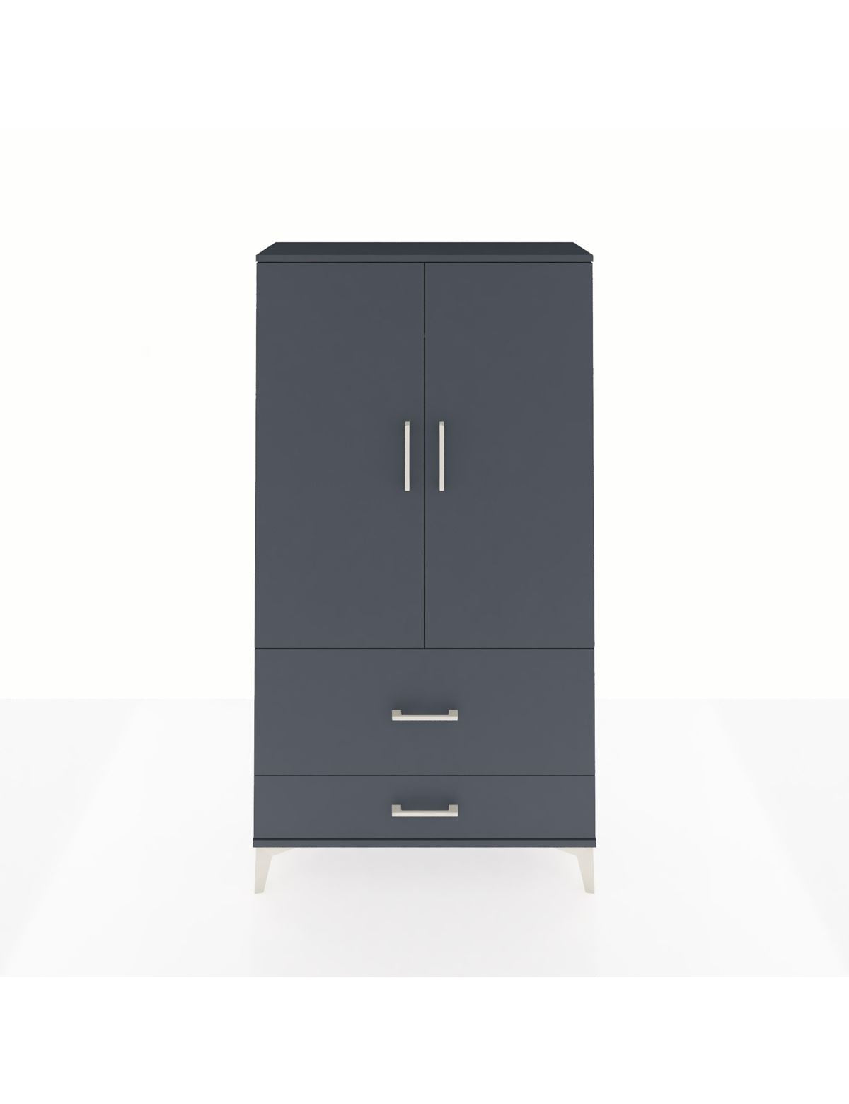 Arges Dolap Tek Raflı 2 Çekmeceli Tek Askılı 88x30x163 Antrasit-Antrasit