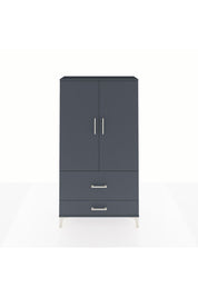 Arges Dolap Tek Raflı 2 Çekmeceli Tek Askılı 88x30x163 Antrasit-Antrasit