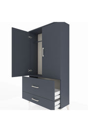 Arges Dolap Tek Raflı 2 Çekmeceli Tek Askılı 88x30x163 Antrasit-Antrasit