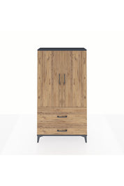 Arges Dolap Tek Raflı 2 Çekmeceli Tek Askılı 88x30x163 Antrasit-Çam