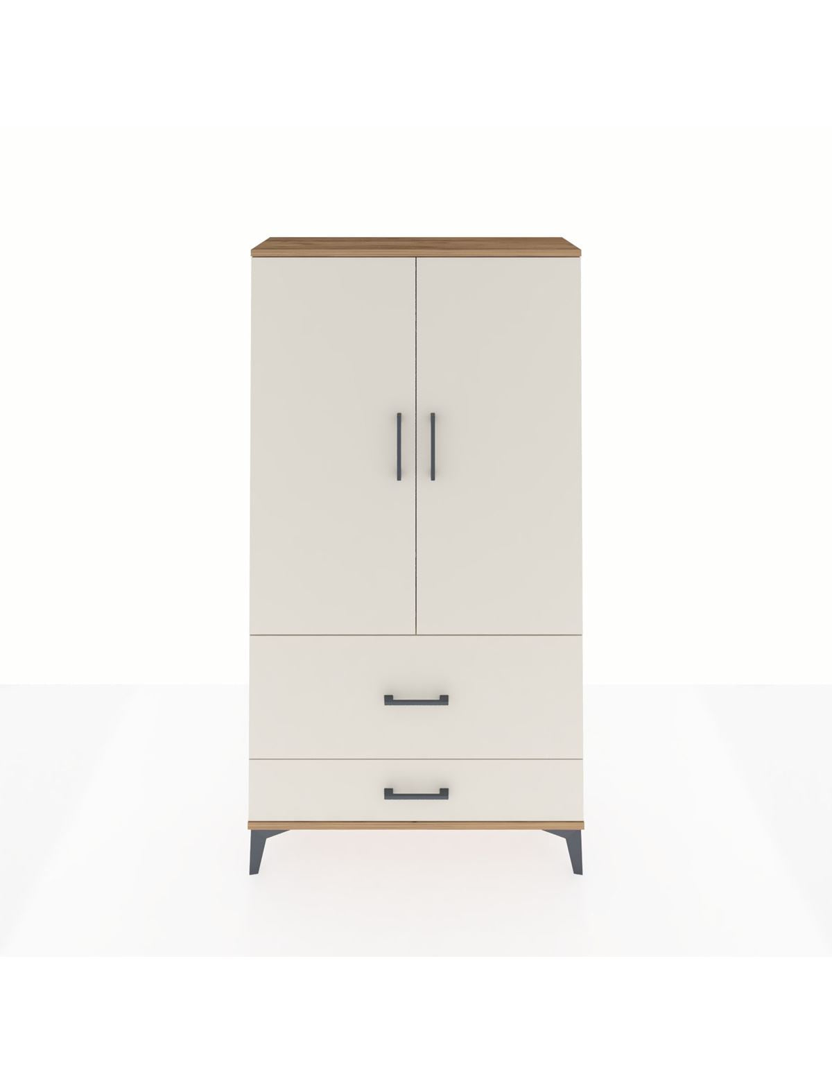 Arges Dolap Tek Raflı 2 Çekmeceli Tek Askılı 88x30x163 Çam-Aytaşı