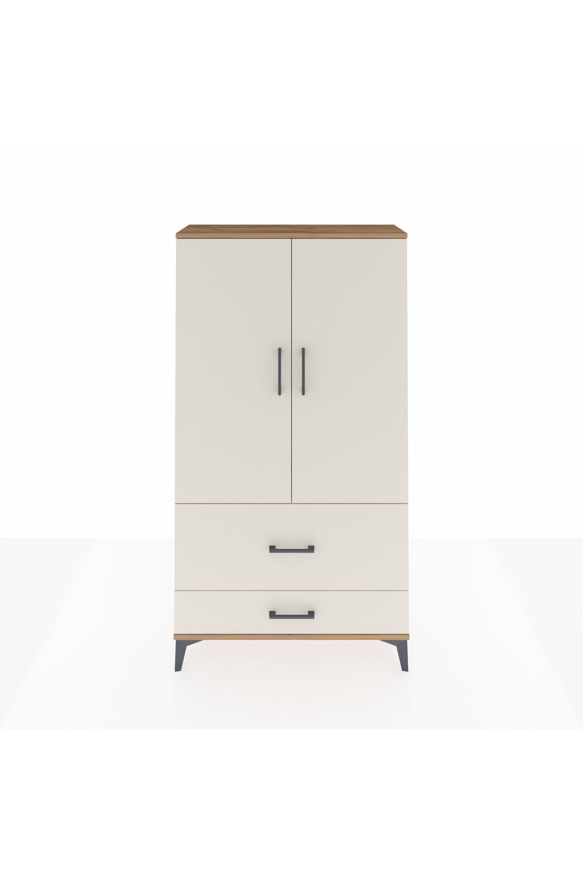 Arges Dolap Tek Raflı 2 Çekmeceli Tek Askılı 88x30x163 Çam-Aytaşı