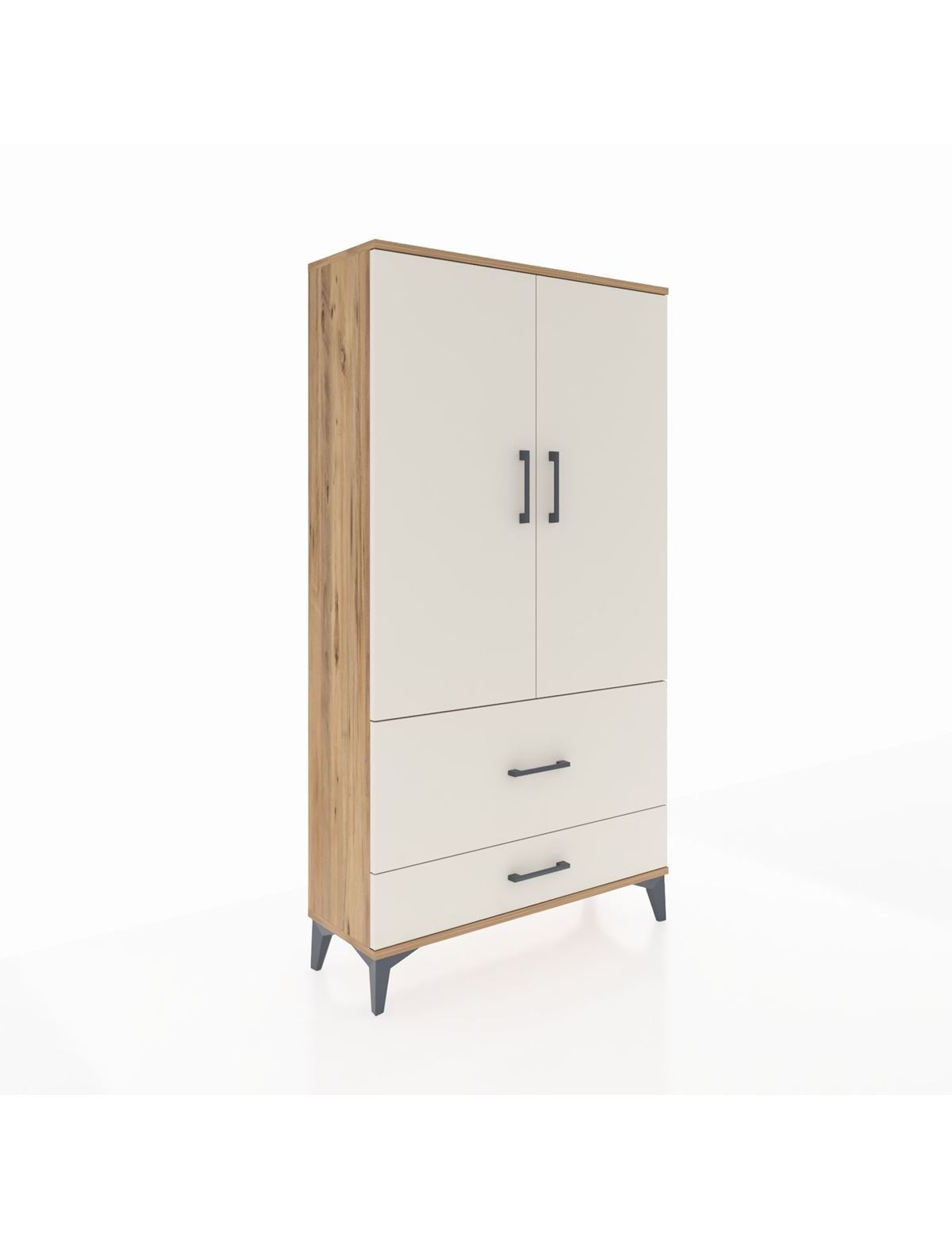 Arges Dolap Tek Raflı 2 Çekmeceli Tek Askılı 88x30x163 Çam-Aytaşı