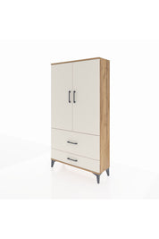 Arges Dolap Tek Raflı 2 Çekmeceli Tek Askılı 88x30x163 Çam-Aytaşı