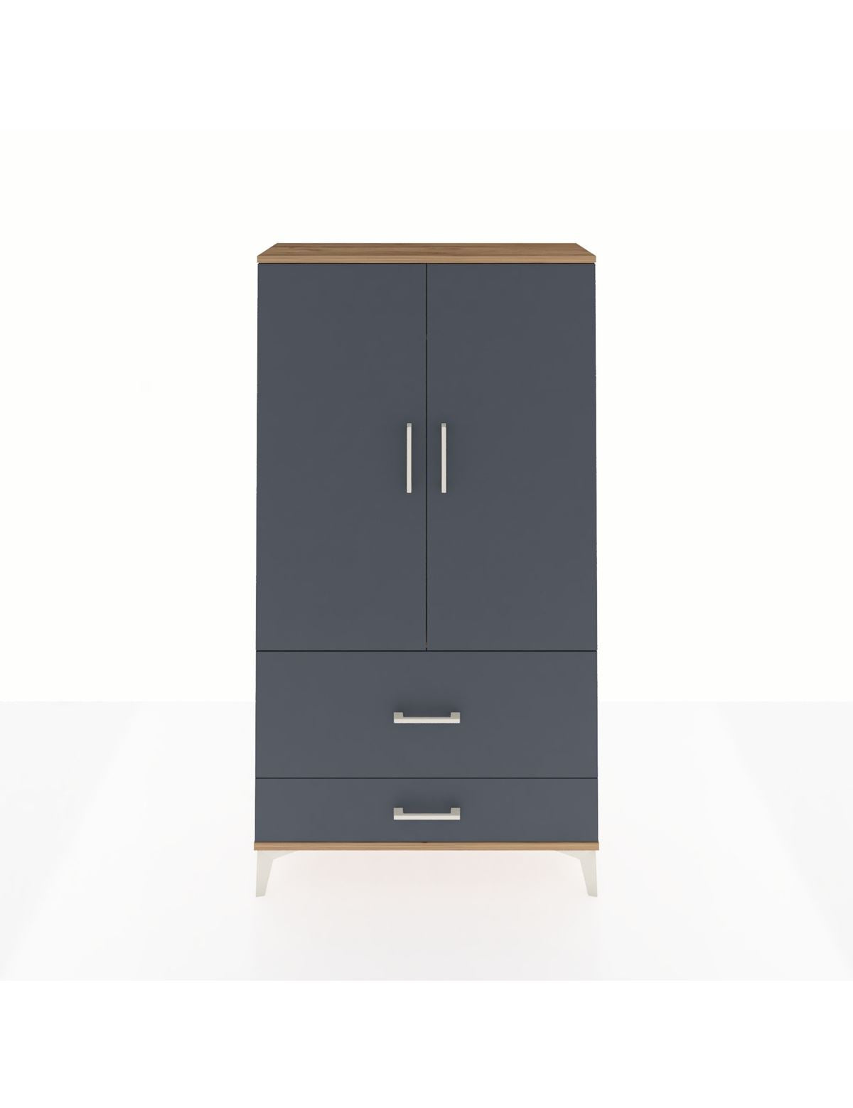 Arges Dolap Tek Raflı 2 Çekmeceli Tek Askılı 88x30x163 Çam-Antrasit