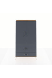 Arges Dolap Tek Raflı 2 Çekmeceli Tek Askılı 88x30x163 Çam-Antrasit