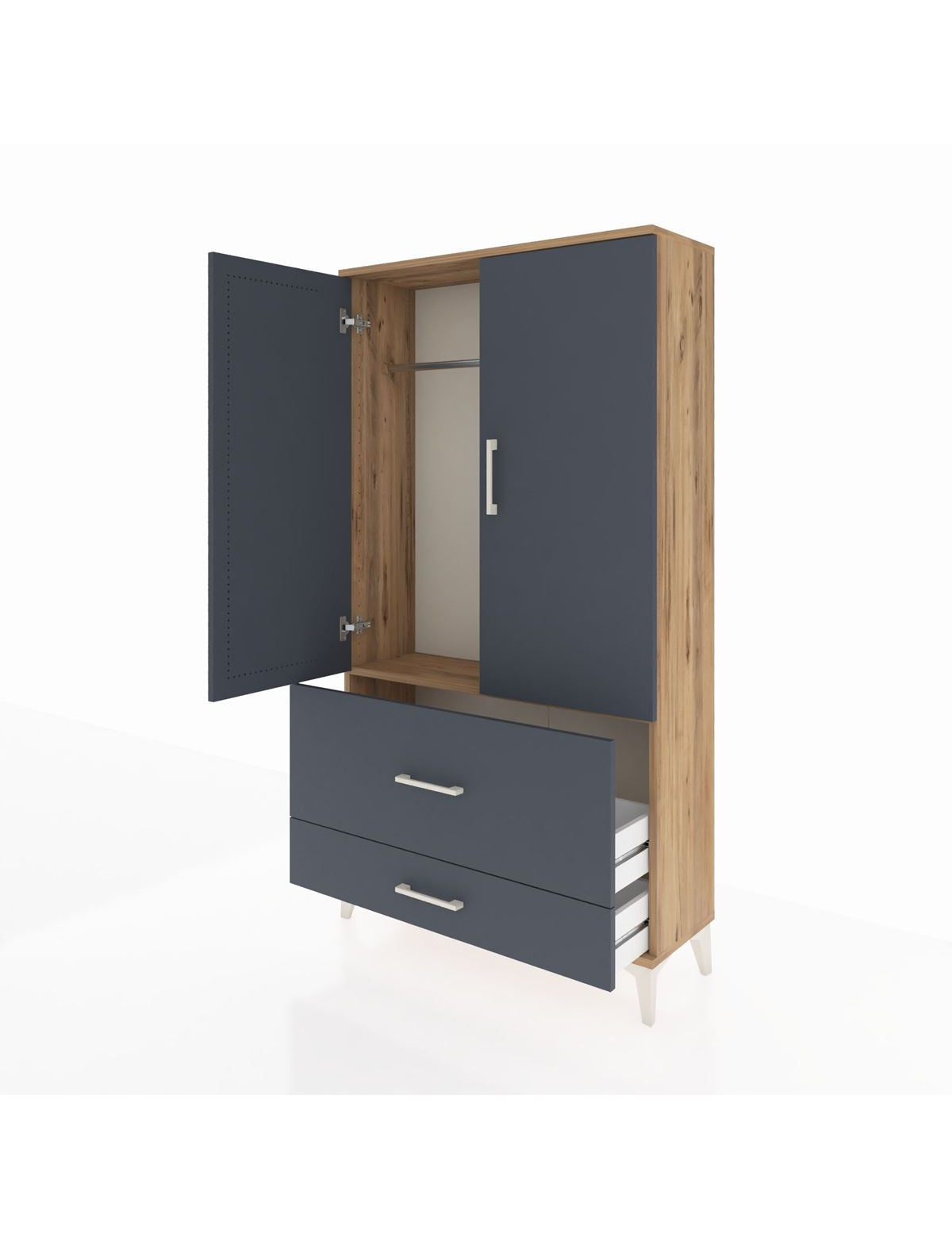Arges Dolap Tek Raflı 2 Çekmeceli Tek Askılı 88x30x163 - S21M142V8A