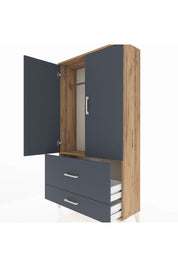 Arges Dolap Tek Raflı 2 Çekmeceli Tek Askılı 88x30x163 Çam-Antrasit