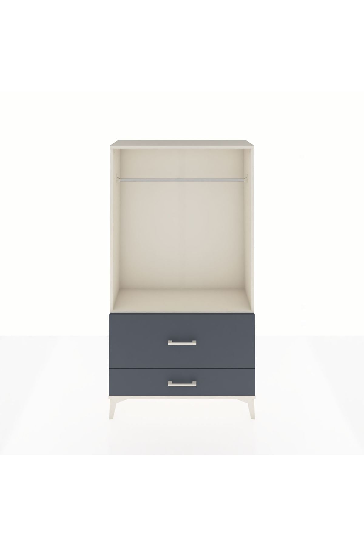 Arges Dolap Tek Raflı 2 Çekmeceli Tek Askılı 88x30x163 Aytaşı-Antrasit