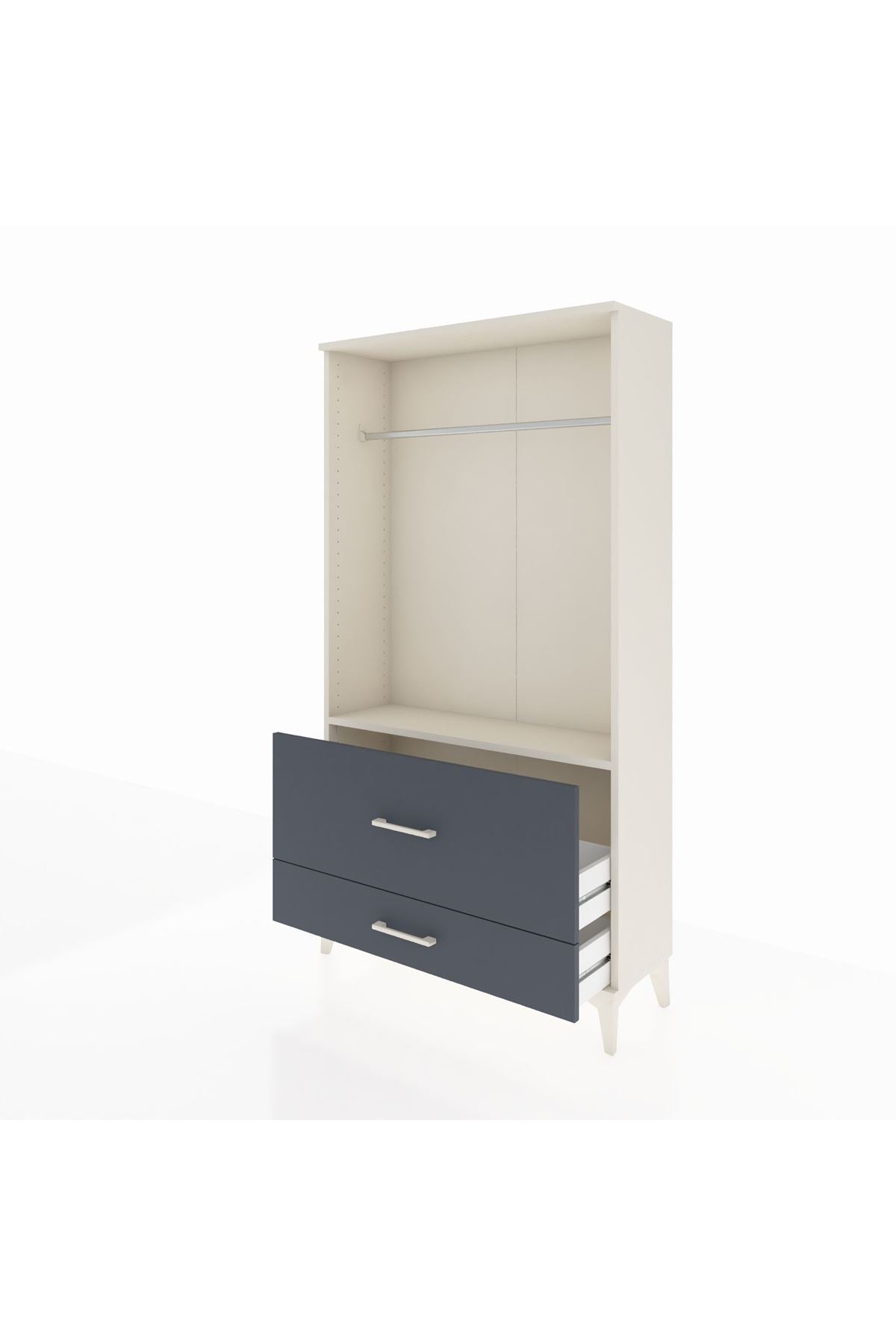 Arges Dolap Tek Raflı 2 Çekmeceli Tek Askılı 88x30x163 Aytaşı-Antrasit