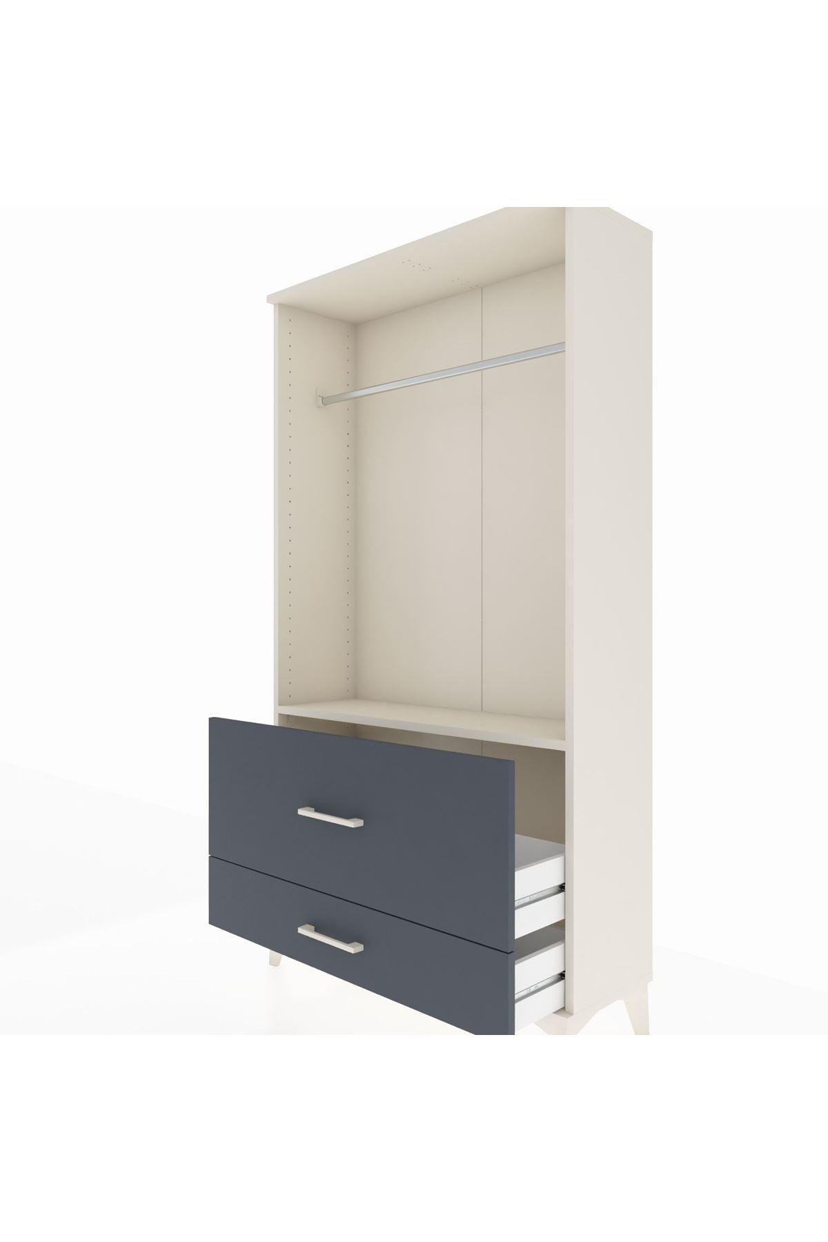 Arges Dolap Tek Raflı 2 Çekmeceli Tek Askılı 88x30x163 Aytaşı-Antrasit