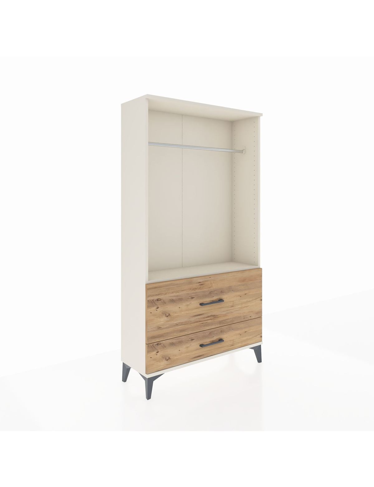 Arges Dolap Tek Raflı 2 Çekmeceli Tek Askılı 88x30x163 Aytaşı-Çam