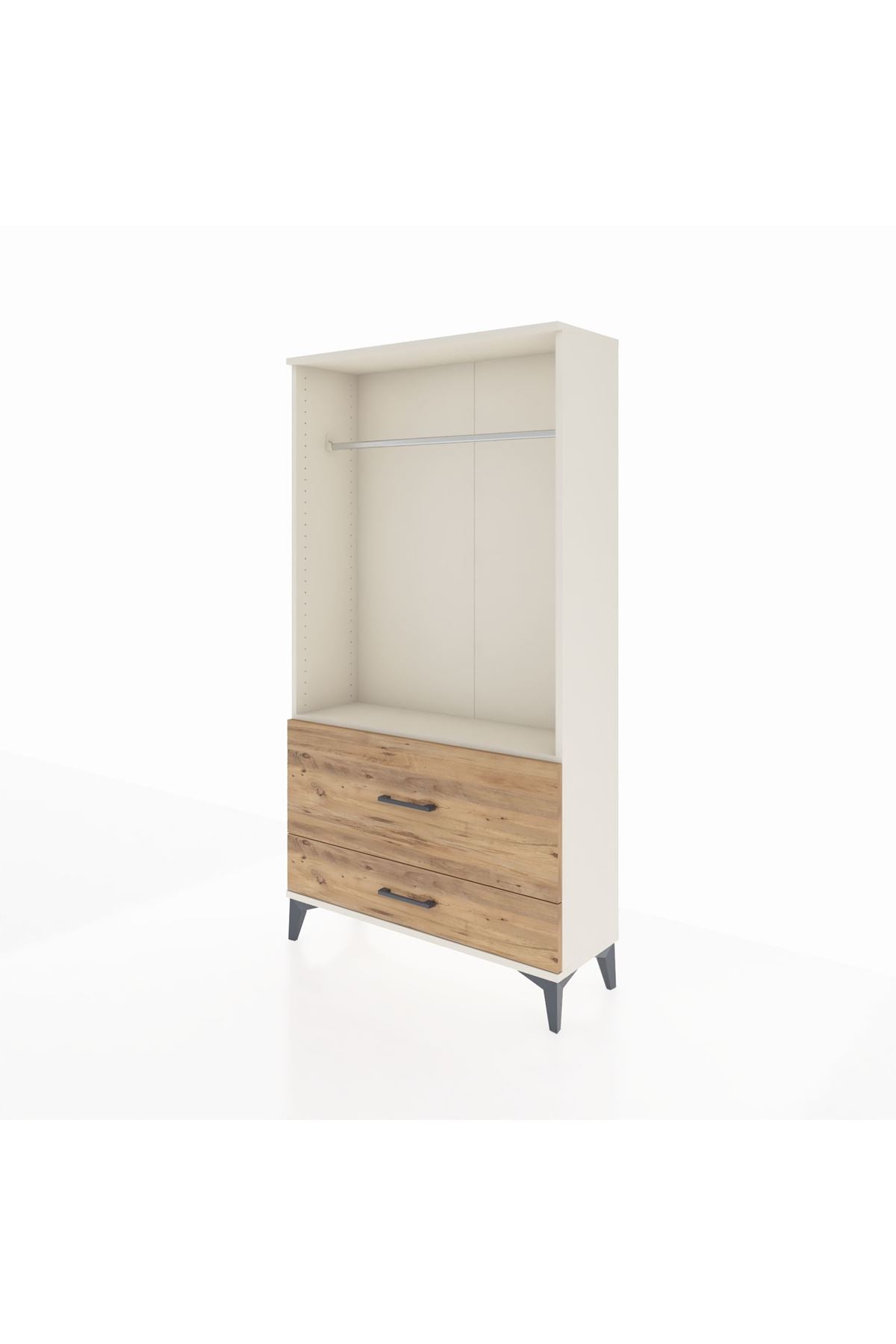 Arges Dolap Tek Raflı 2 Çekmeceli Tek Askılı 88x30x163 Aytaşı-Çam