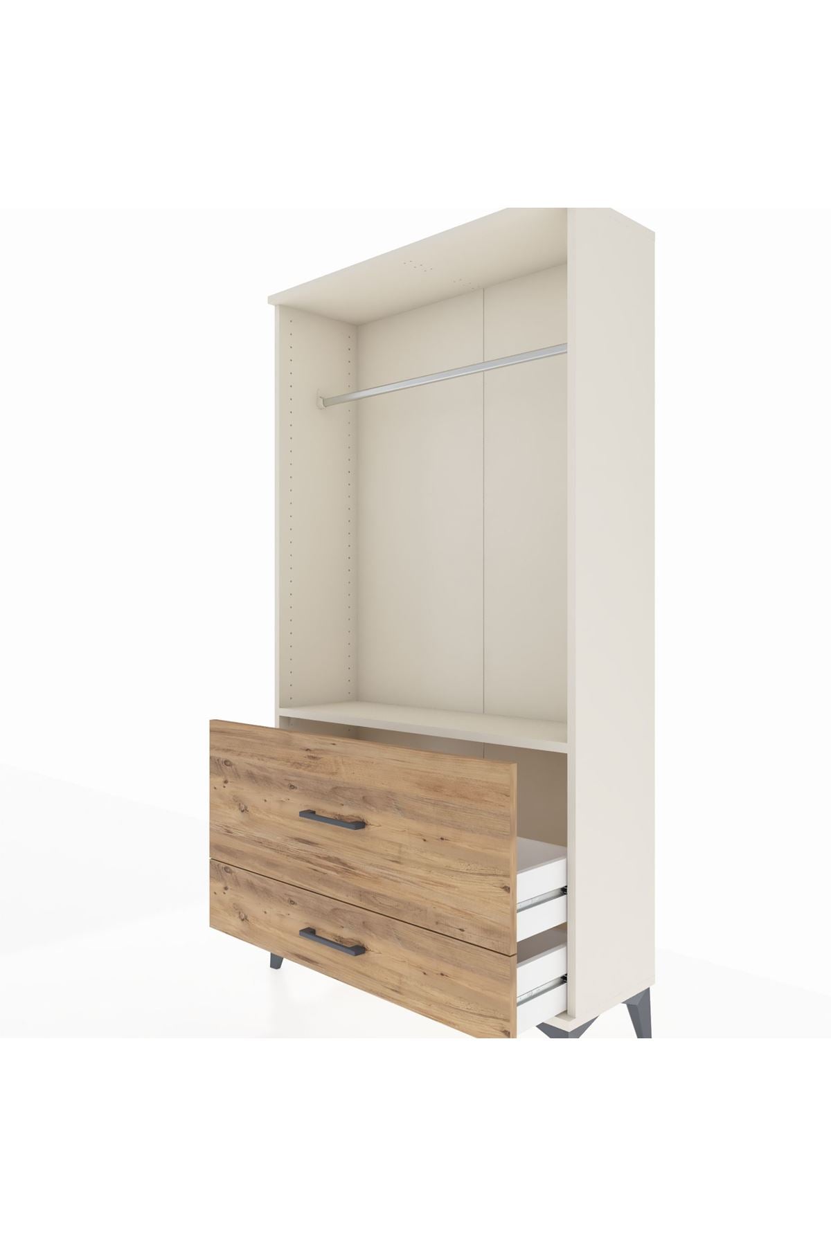Arges Dolap Tek Raflı 2 Çekmeceli Tek Askılı 88x30x163 Aytaşı-Çam