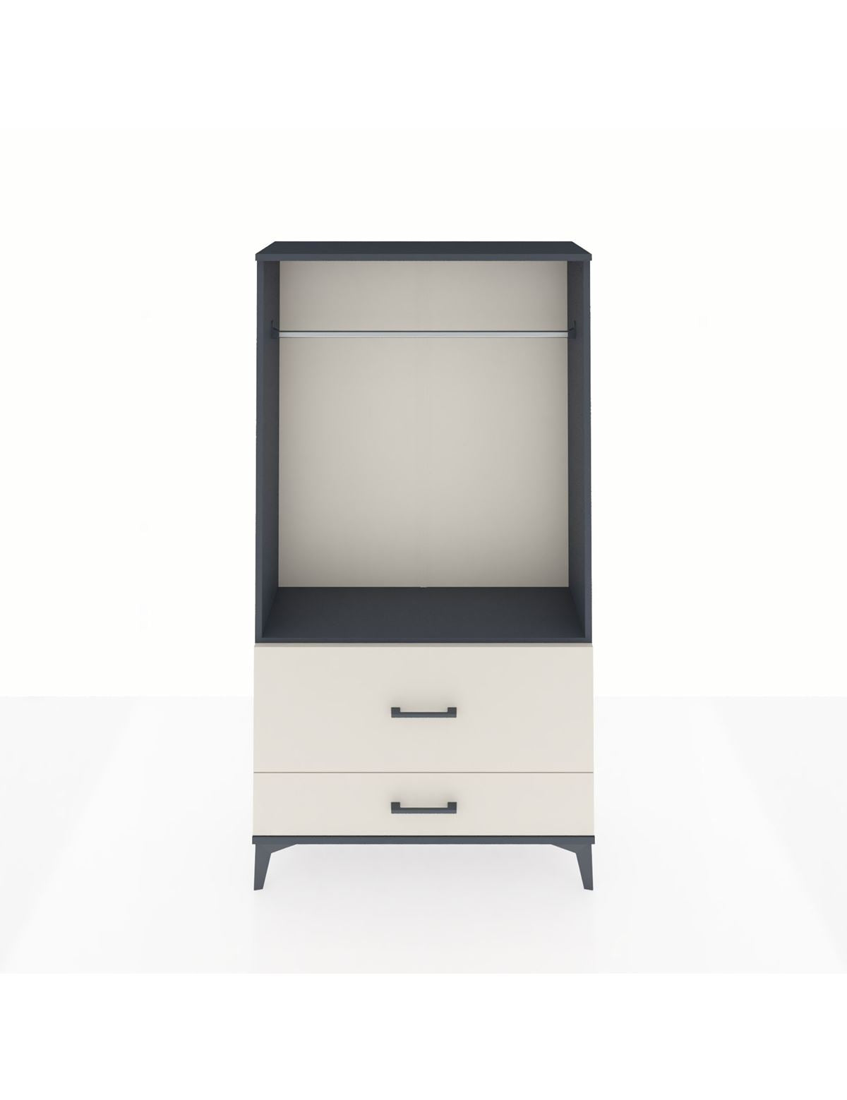 Arges Dolap Tek Raflı 2 Çekmeceli Tek Askılı 88x30x163 Antrasit-Aytaşı