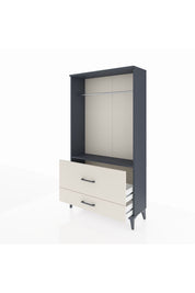 Arges Dolap Tek Raflı 2 Çekmeceli Tek Askılı 88x30x163 Antrasit-Aytaşı