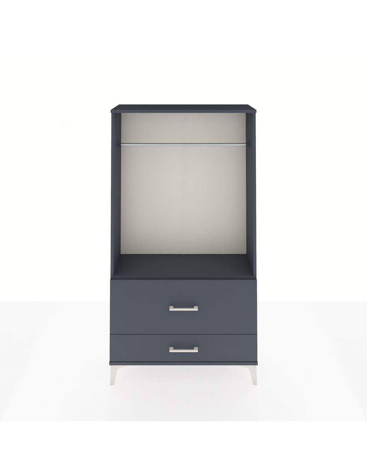 Arges Dolap Tek Raflı 2 Çekmeceli Tek Askılı 88x30x163 Antrasit-Antrasit