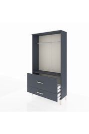 Arges Dolap Tek Raflı 2 Çekmeceli Tek Askılı 88x30x163 Antrasit-Antrasit