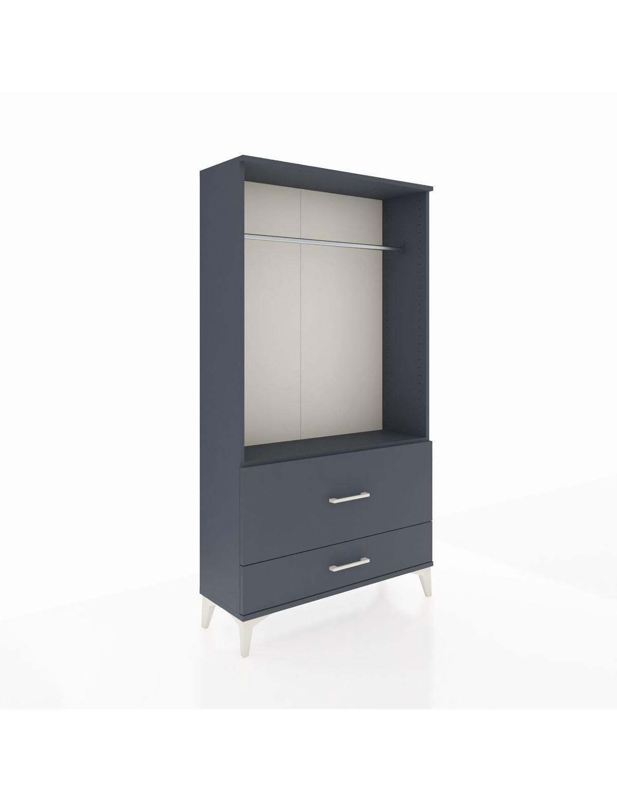 Arges Dolap Tek Raflı 2 Çekmeceli Tek Askılı 88x30x163 Antrasit-Antrasit