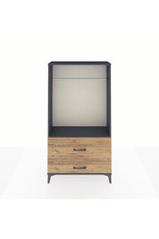 Arges Dolap Tek Raflı 2 Çekmeceli Tek Askılı 88x30x163 Antrasit-Çam