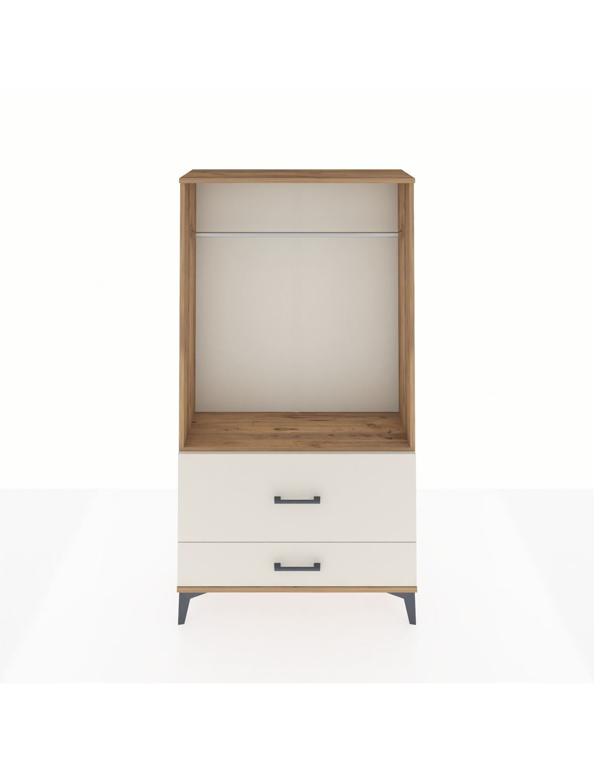 Arges Dolap Tek Raflı 2 Çekmeceli Tek Askılı 88x30x163 Çam-Aytaşı