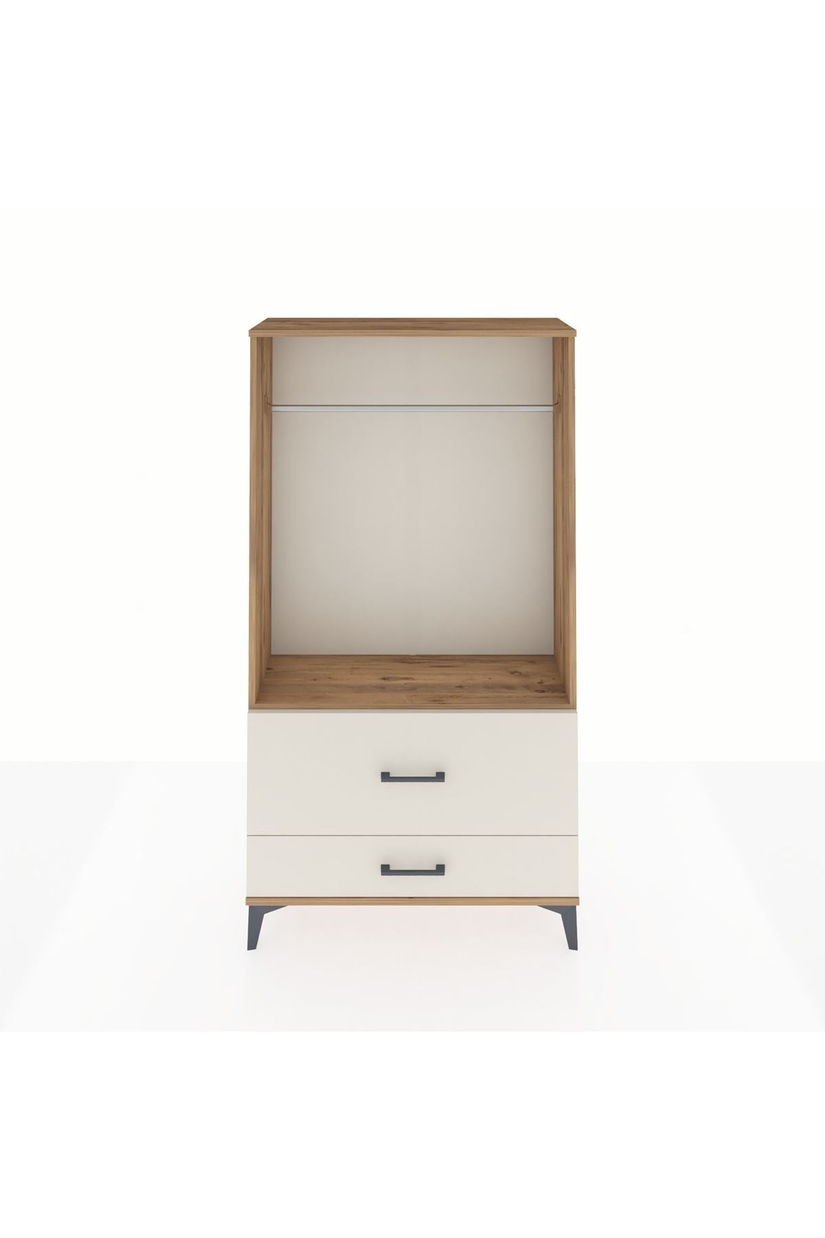 Arges Dolap Tek Raflı 2 Çekmeceli Tek Askılı 88x30x163 Çam-Aytaşı