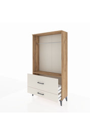 Arges Dolap Tek Raflı 2 Çekmeceli Tek Askılı 88x30x163 Çam-Aytaşı