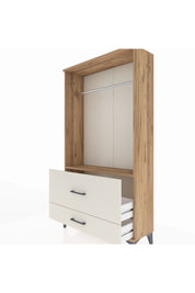 Arges Dolap Tek Raflı 2 Çekmeceli Tek Askılı 88x30x163 Çam-Aytaşı