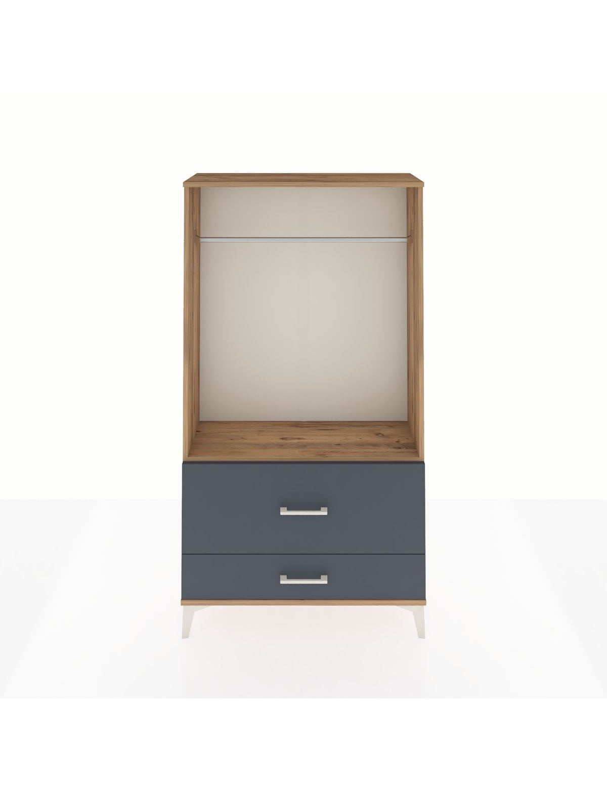 Arges Dolap Tek Raflı 2 Çekmeceli Tek Askılı 88x30x163 Çam-Antrasit