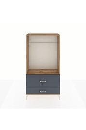 Arges Dolap Tek Raflı 2 Çekmeceli Tek Askılı 88x30x163 Çam-Antrasit