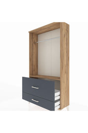 Arges Dolap Tek Raflı 2 Çekmeceli Tek Askılı 88x30x163 Çam-Antrasit