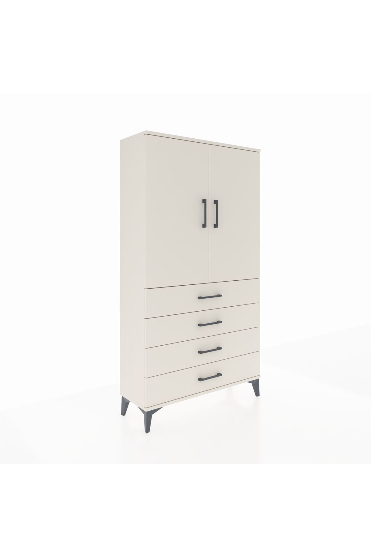 Arges Dolap Tek Raflı 4 Çekmeceli Tek Askılı 88x30x163 Aytaşı-Aytaşı