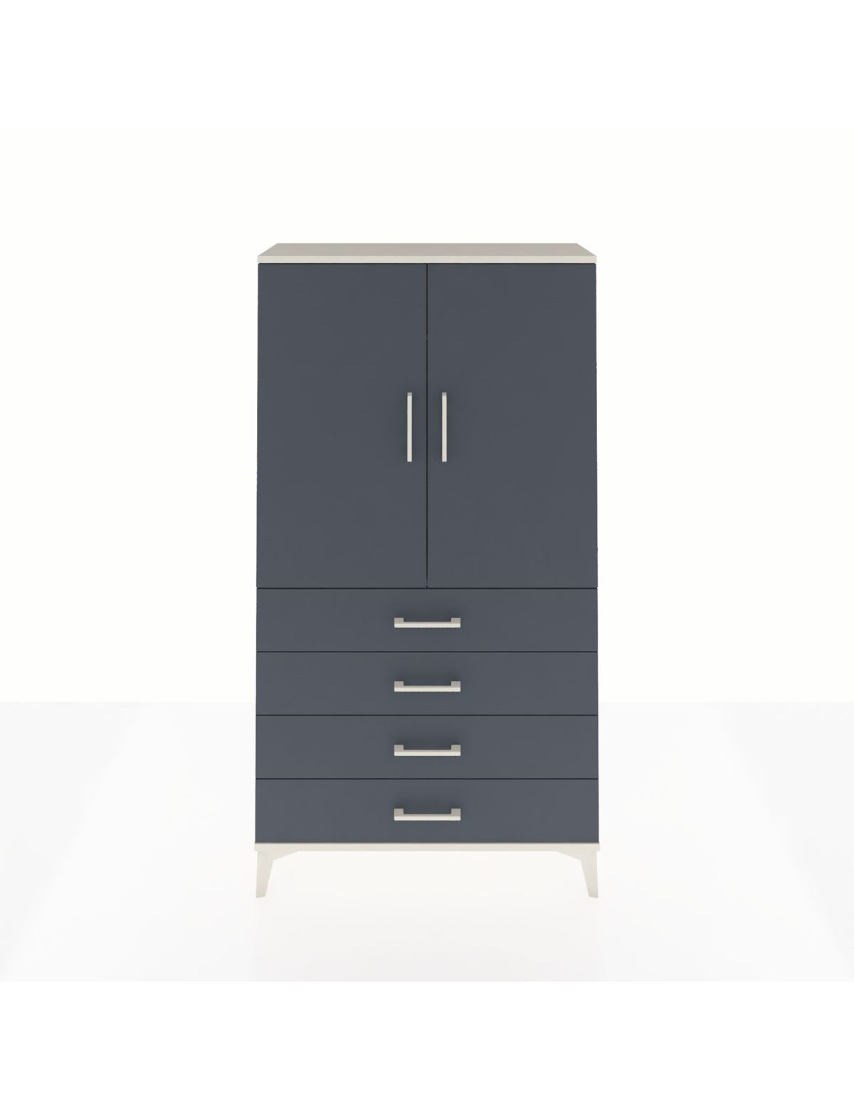 Arges Dolap Tek Raflı 4 Çekmeceli Tek Askılı 88x30x163 Aytaşı-Antrasit