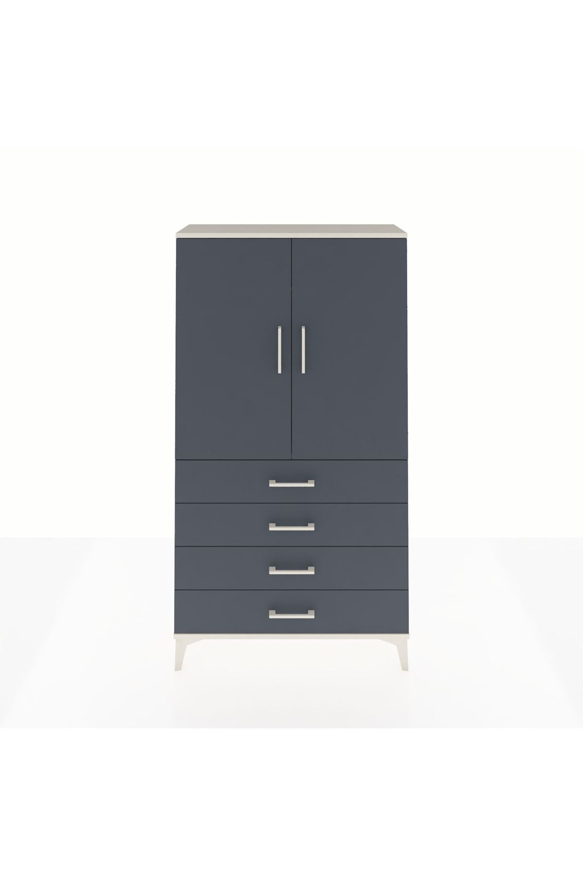 Arges Dolap Tek Raflı 4 Çekmeceli Tek Askılı 88x30x163 Aytaşı-Antrasit