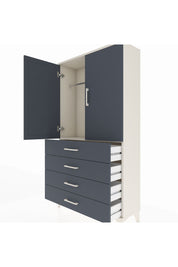 Arges Dolap Tek Raflı 4 Çekmeceli Tek Askılı 88x30x163 Aytaşı-Antrasit